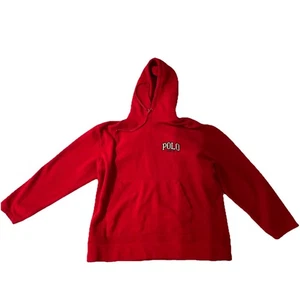 Polo Jeans Co. Hoodie Men's Small Fleece Pullover Red Oversized - Picture 1 of 8
