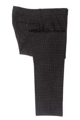 Etro Black and Burgundy Check Slim Fit Flannel Pants 29364 Foto 1 de 4