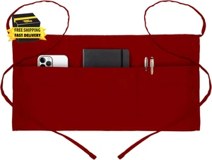 Grembiule da servizio in cotone con 3 tasche e bandana in omaggio, confezione da 1 | 3 | 6, co - Foto 1 di 6