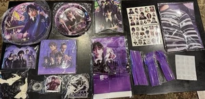 Wednesday Addams Birthday Party Supplies Kit Plates Napkins Banner Decor Set - Picture 1 of 4