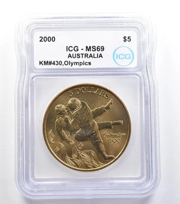 2000 Australia 5 Dollar Sydney Olympics Judo KM#430 MS69 ICG *7910 - Image 1 of 3