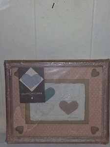 FIGI Grafik 11" x 9" Pastell handgegossen Papier Herzen/signiert Priscilla/Holzrahmen - Bild 1 von 8