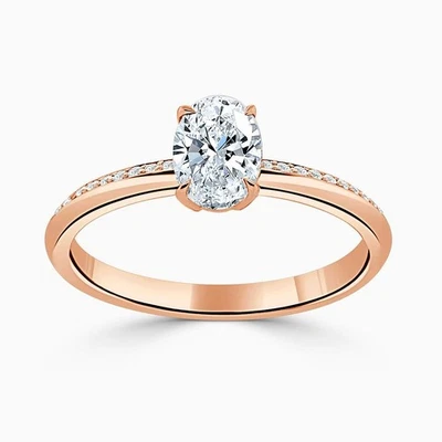 Anillo de aniversario de diamantes de corte ovalado de 1,22 quilates de oro rosa de 14 k talla 7 Foto 1 de 4