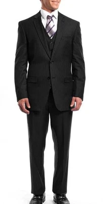 Nautica Mens Modern fit 2 Piece Suit 46R 41 Waist Black Striped Stretch New NWT - Image 1 of 4