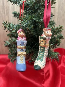 2001 2002 Hallmark Andenken Ornamente Maus Stiefel Schmuckschatulle Menge 2 - Bild 1 von 4