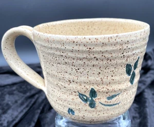 Vintage R.C. Engle Pottery, Large Mug, Stoneware Speckled w/Green Clover - Picture 1 of 10
