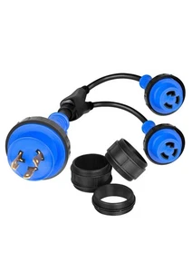 Marine Landstrom Y Splitter SS2-50P Stecker 50A auf (2) L5-30R Buchse Steckdosen-NEU - Bild 1 von 6