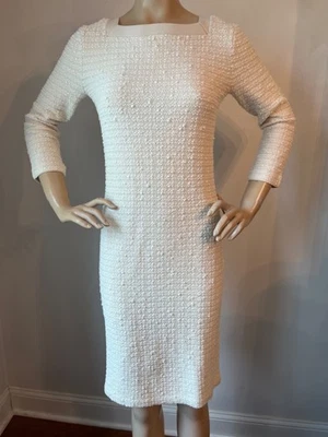 NUEVO VESTIDO VAINA ST JOHN TEJIDO TALLA M 6/8 0FF BLANCO CRUDO TEJIDO TEXTURIZADO Foto 1 de 4