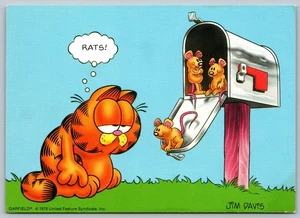 Postcard Garfield The Cat Jim Davis 1978 Rats In Empty Mailbox 4x6 C42 - Picture 1 of 2