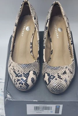 Zapato de salón Riverberry beige pitón cuña talla 6 para mujer *** Foto 1 de 4