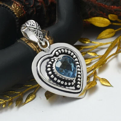 Valentine's Gift Iolite Topaz Gemstone 925 Sterling Silver Handmade Pendant 2.2" - Image 1 of 4