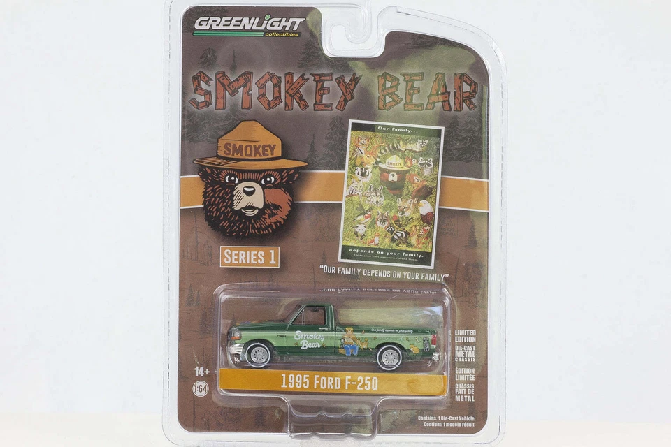 1:64 Greenlight Smokey Bear - 1995 Ford F-250 Verde Scuro - Immagine 1 di 1