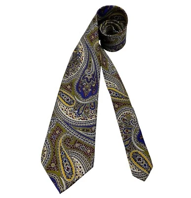 GIANFRANCO FERRE Burgundy/Green/Blue Paisley Silk LUXURY Tie ITALY — 第 1/4 张图片