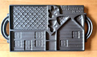 John Wright 1985 Cast Iron Gingerbread Man House Mold Pan Double Sided