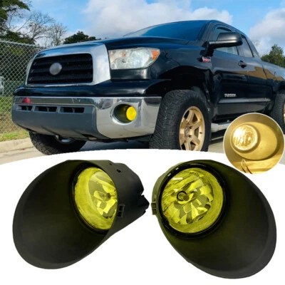 Fit 2007 2008 2009 2010-2013 Toyota Tundra Bumper Yellow Lens Fog Lights Pair - Image 1 of 4