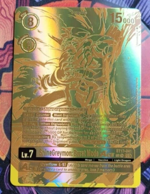ShineGreymon: Burst Mode ACE BT17-041 SR Textured	Digimon TCG Card English - Image 1 of 4