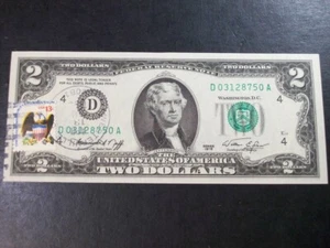 1976 $2 Federal Reserve Note  First Day Cover  Choice Unc.   FR#1935      SN5011 - Picture 1 of 2