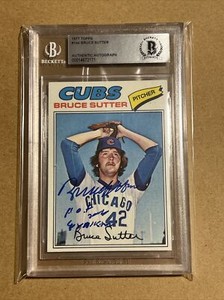 1977 Topps Bruce Sutter Rookie Signed / Auto. BAS  w/ 2 Inscriptions 
