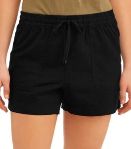 3XL(22) Athleisure Black French Terry Bermuda Shorts Elastic Waist High Rise - Picture 1 of 8