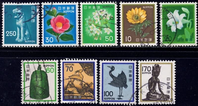 1972-82 Japan SC# 1251-1430 - Amur Adonis - Flowers - 9 Different Stamps - Used - Image 1 of 2