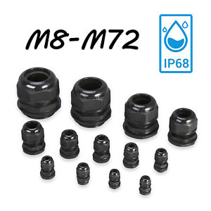 Cable Fitting Metric IP68 Fitting M8 M10 M12 M14 M16 - M72 Black