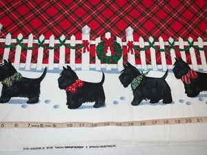 NEW Daisy Kingdom Christmas Tartan Terrier Border Fabric 33"Lx44"W - Picture 1 of 5