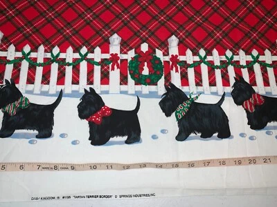 NEW Daisy Kingdom Christmas Tartan Terrier Border Fabric 33"Lx44"W - Image 1 of 4