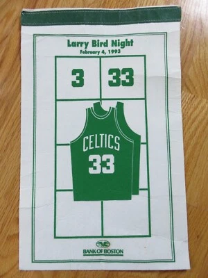 SGA LARRY BIRD No 33 BOSTON CELTICS Retirement Night February 4, 1993 Pennant - Image 1 of 2