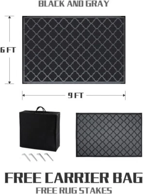 Tapete RVOLST tapete externo impermeável 6x9 pés tapete pátio reversível PACOTE DE DOIS - Imagem 1 de 4
