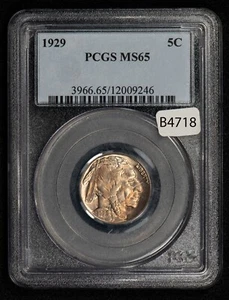 1929 5c Indian Head Buffalo Nickel - Semi Key Date - PCGS MS 65 - SKU-B4718 - Picture 1 of 4