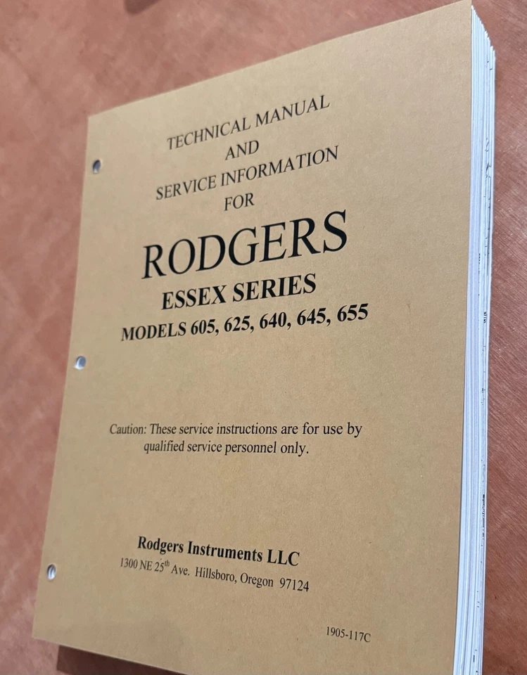 Manual Técnico y de Servicio Rodgers Serie Essex Modelo 605, 625, 640, 645, 655 Foto 1 de 4