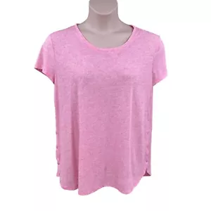 Pantalones de mezclilla Soho New York & Co para mujer camiseta suave tejida talla XL rosa jaspeado SS botones laterales - Imagen 1 de 13