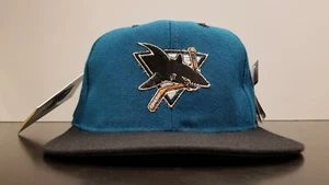 Vintage 90s San Jose Sharks Starter Fitted 100% Wool Various Sizes Teal/Black - Picture 1 of 5