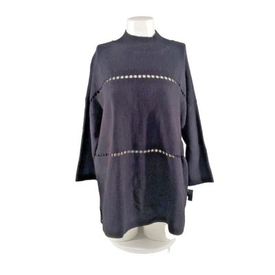 NWT ALFANI Oversized Fall Sweater LARGE(12-14) Mock Neck Black 100% Cotton - Image 1 of 4