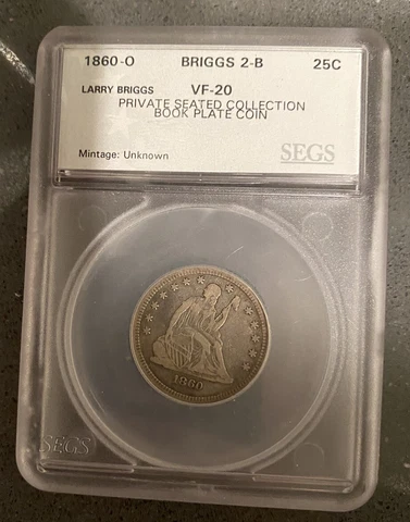 1860-O Seated Quarter - RARE Briggs Plate Coin Nice!! Cover