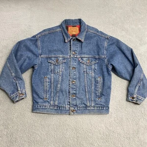 VTG Levis Jacket Mens Medium Buffalo Plaid Flannel Lined Denim 70417 4891 USA - Picture 1 of 16
