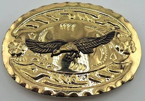 Hebilla de cinturón Western de colección tono dorado vaquero Soaring Eagle - Imagen 1 de 4