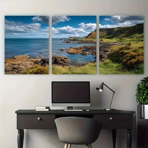 3pcs Cullen Beach Scotland Illustration Wall Art Canvas Unframed/Framed - Bild 1 von 9