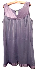 Vanity Fair Nachthemd L lila seidig Nylon kurz ärmellos Schlafkleid Large - Bild 1 von 5