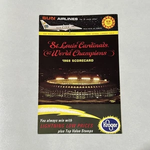 1968 ST. LOUIS CARDINALS vs ATLANTA BRAVES SCORECARD SCORED Hank Aaron Lou Brock - Picture 1 of 2