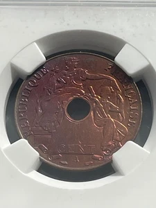 1939A French Indochina Vietnam, Laos, 1 Cent Uncirculated Bronze NGC MS63 RB - Picture 1 of 6
