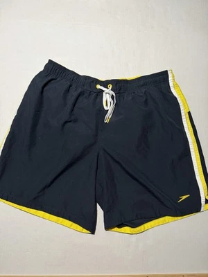 speedo swimwear swim trunks black&yellow shorts, lined interior, men's xl #1351 - Image 1 of 4