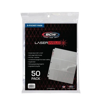 50 BCW LaserWeld 9 páginas de bolsillo páginas de álbum de bolsillo transparentes para funda de carpeta de tarjetas Foto 1 de 4