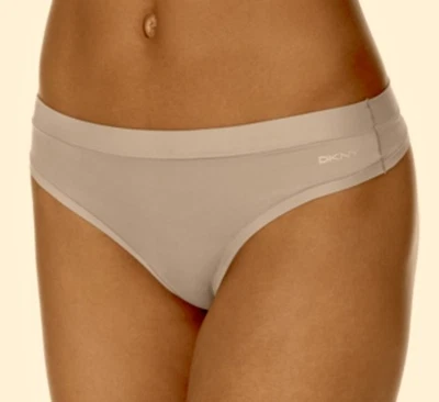 DKNY Fusion Microfiber Skinny Dip Nude Thong Panty NEW Womens Sz L 7  DK8131 — 第 1/4 张图片