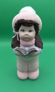 Villancico de Navidad de cerámica pintado a mano rosa niña 10" de alto - Imagen 1 de 8