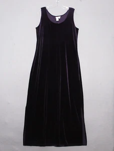 Vestido Coldwater Creek Mediano Púrpura Terciopelo Vintage Capricho Midi Abertura Suave - Imagen 1 de 10