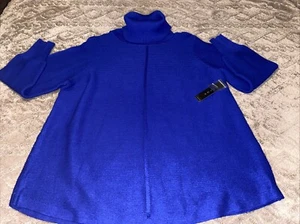 Cyrus sweater top Tunic Plus Sz 2X Royal Blue turtleneck long sleeve ribbed - Picture 1 of 12