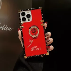 For Various Phone Diamond Rose +Ring Holder Case Shockproof Cover Girls Bracket - Picture 1 of 14