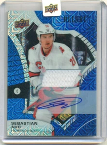 2021-22 Upper Deck ALLURE Blue Line Jersey Auto #11 SEBASTIAN AHO /25 Hurricanes - Picture 1 of 2