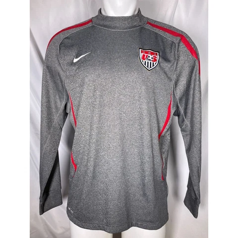 VTG US Soccer USMNT Team USA Nike Dri-Fit Grey Sweatshirt Men's LARGE Cover